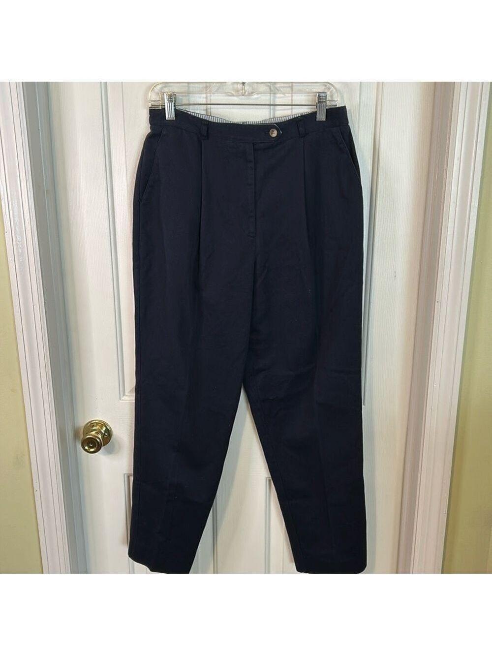 Talbots petite navy slacks. Size 14. Side pockets, 1 back pocket.Good condition